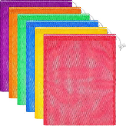 Frienda 6 Pieces Mesh Stuff Sack, 11 x 15 Inch Durable Nylon Drawstring Laundry