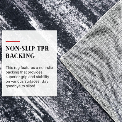 Lansny Modern Abstract Entryway Rug Indoor 2x3 Washable Rug Non-Slip Soft Small Area Rug Black Grey Kitchen Mats Thin Print Faux Wool Floor Carpet Throw Rugs for Entrance Bedroom