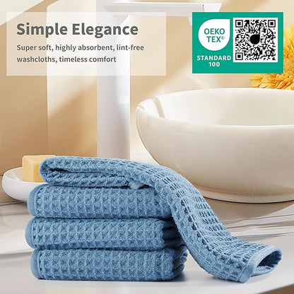 Microfiber Waffle Face Towels, 2 Pieces, Fast Drying, Lint Free 430 GSM