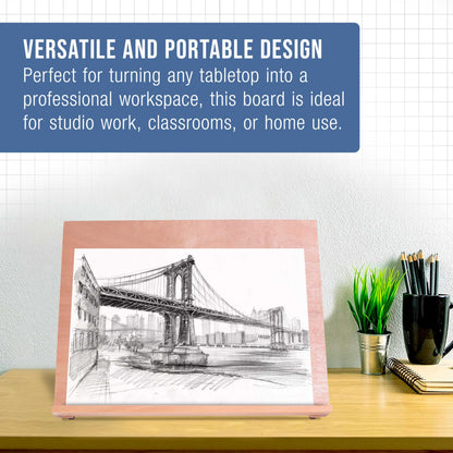 U.S. Art Supply Large 18-1/2" x 14-1/8" (A3) Wooden Drawing Board, Adjustable Table Top Easel for Painting and Drawing - Drafting Board with 6 Angles, Pencil Ledge
