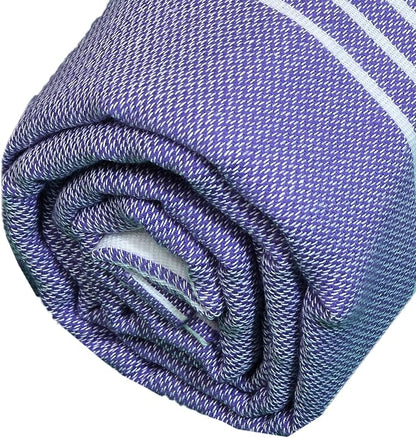 Bersuse Towels Anatolia XL Beach Blanket Throw Blanket Turkish Towel 100% Cotton Extra-Large Quick-Dry Lightweight Premium Peshtemal Towel - 61x82 Inches, Dark Purple