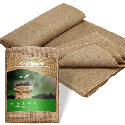 VIVOSUN 40 in x 30 ft Burlap Fabric, High Density Natural Jute Fiber, Multipurpose Burlap for Gardening, Outdoor Plant Care, Weed Barrier, DIY Crafts, and Decoration