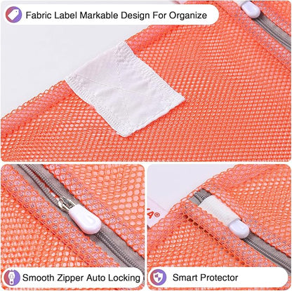 5-Pack Mesh Laundry Bags with ID Label, Sturdy Laundry Bags