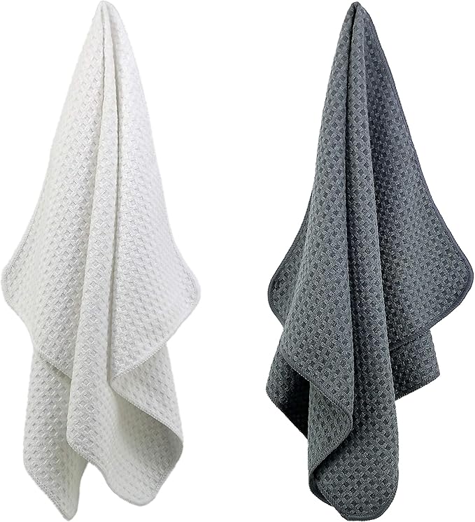POLYTE Ultra Premium Microfiber Kitchen Dish Hand Towel Waffle Weave, 8 Pack