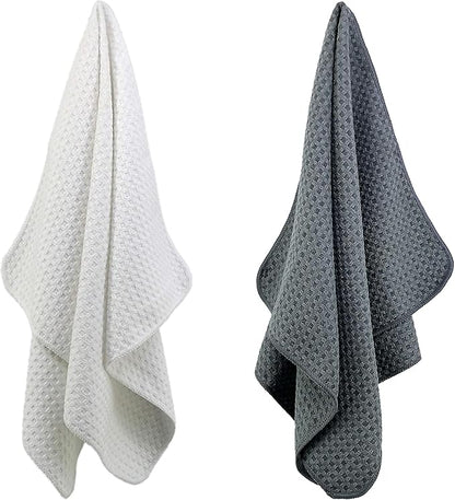 POLYTE Ultra Premium Microfiber Kitchen Dish Hand Towel Waffle Weave, 8 Pack