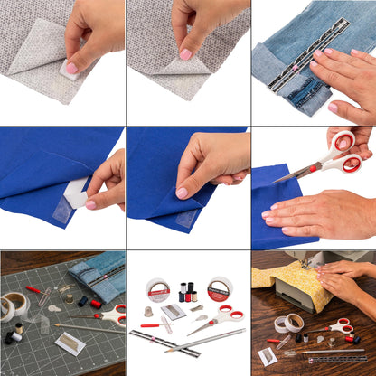 SINGER Hemming Kit with Storage Pouch – 92 piece Sew Kit with Hem Tape, Seam Ripper, Scissors, & Marking Pencil