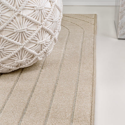 JONATHAN Y Odense High-Low Angle Beige/Cream 2x8 Indoor/Outdoor Runner Rug for Patio, Backyard, Living Room, Bedroom, Office, Hose-Washable (SCN101E-28)