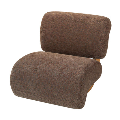 Christopher Knight Home Cubis Low Profile Accent Chair, Modern Living Room Armless Lounge Chair, Boucle Upholstered Reading Chair, Wooden Frame and Thick Padded Seat, Brown