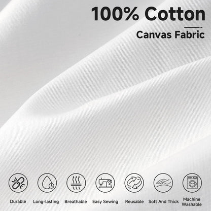 Simple&Opulence 100% Cotton Canvas Fabric 10oz. 59 Inch by the Yard, Nature Duck Fabric Textile Medium Weight for Painting, Sewing, Crafts, Embroidery, Bag, Handmade Home Decor(1 Yard, White)