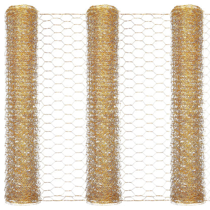 3 Pieces 40 x 13 inches Gold Chicken Wire Net for Craft Projects Lightweight Galvanized Hexagonal Frame Chicken Wire Mesh for Unfinished Wooden Window Frames DIY Craft Work Home Decor