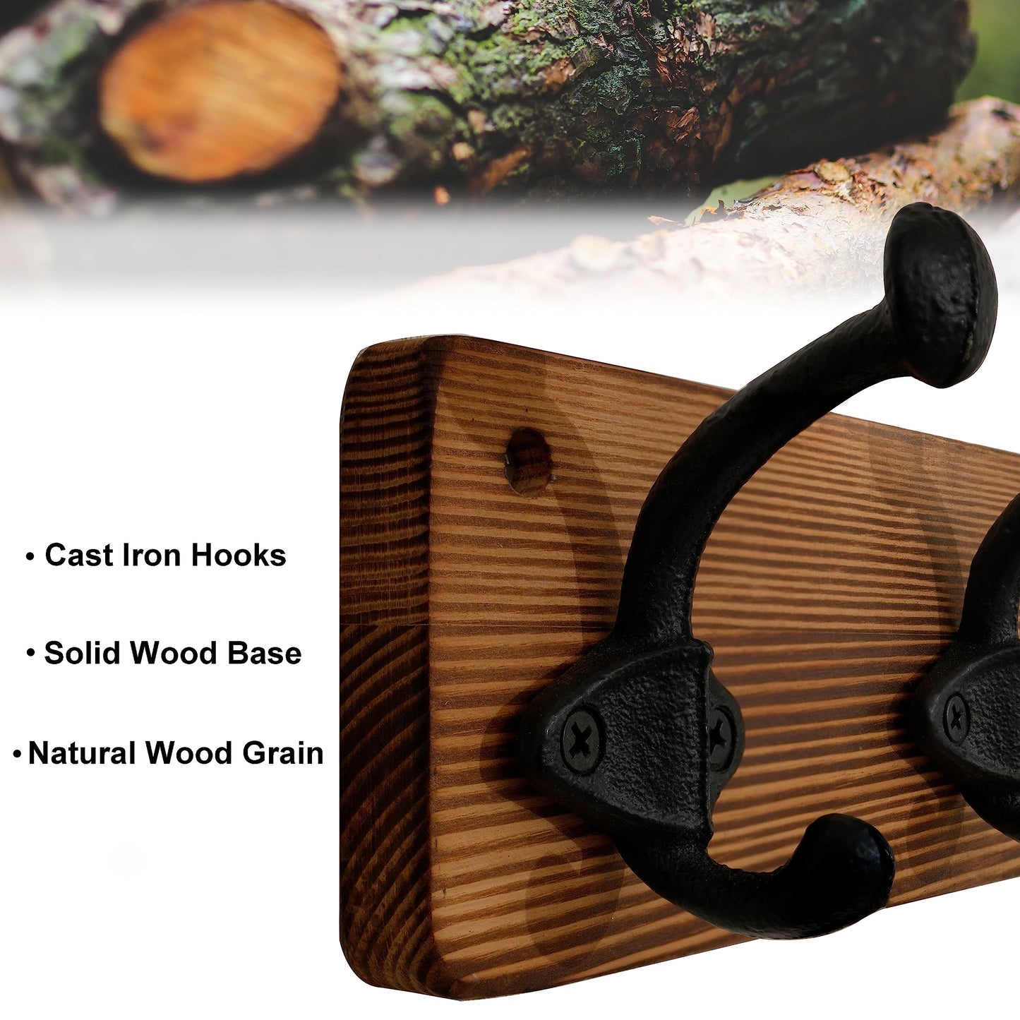 WEBI Rustic Coat Rack Wall Mount,5 Cast Iron Coat Hooks Wall Mounted Coat Hanger Heavy Duty Antique Vintage Hooks for Hanging Jacket,Clothes,Brown