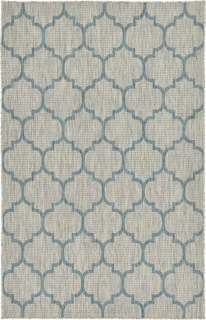 Unique Loom Outdoor Trellis Collection Area Rug (5' 3" x 8' Rectangle, Gray/ Ivory)
