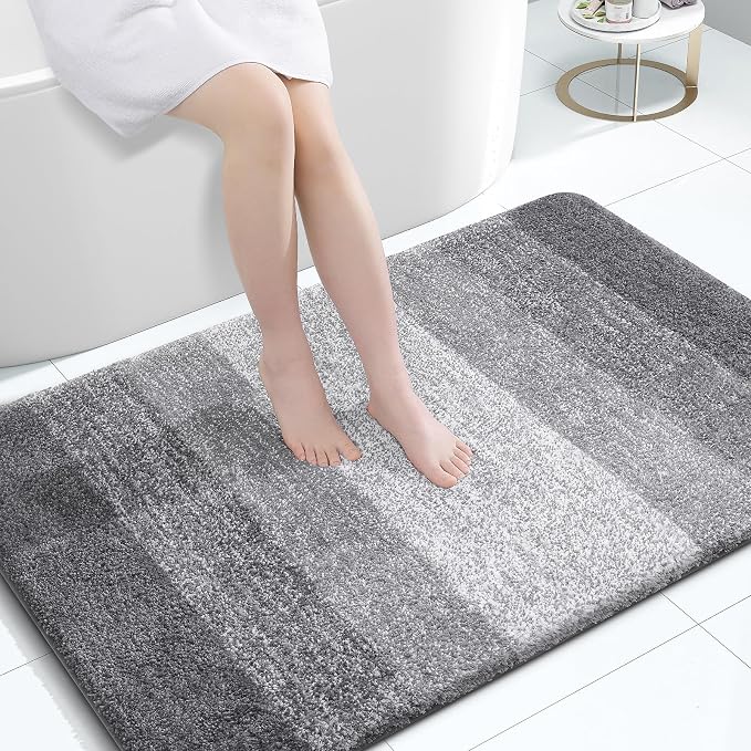 OLANLY Large Bathroom Rugs Mat 47x32, Extra Soft Absorbent Microfiber Bath Rugs, Rubber Backing, Quick Dry, Machine Washable Bath Mats for Bathroom Floor, Tub and Shower, Home Decor Accessories, Grey