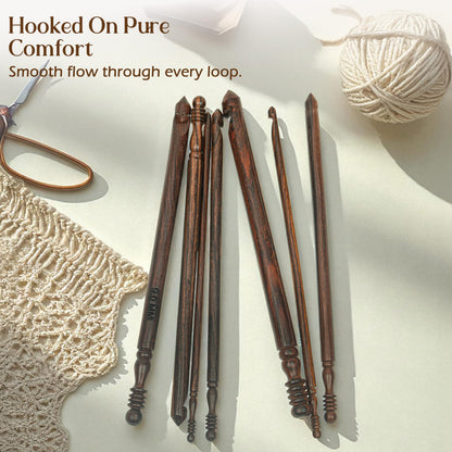 Ergonomic Crochet Sets - Wooden Crochet Hook, Crochet Kit for Beginners, Gifts for Crocheters (Set of 7)