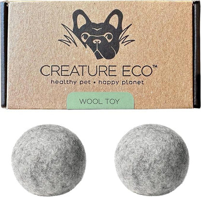 Wool Dog Toy Balls – Organic Eco Friendly Dog Ball Toy – Natural Non Toxic Dog Toy for Fetch – Durable Wool Ball for Dogs – 2 Pack - Safe for Your Pet & The Planet