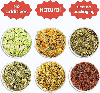 GuineaDad Organic Treat Sampler - Guinea Pig Herbal Treats - Guinea Pig Food in 6 Flavors - 6 Pack - Guinea Pig Treats Help with Bonding - High in Nutrition, No Preservatives, No Additives
