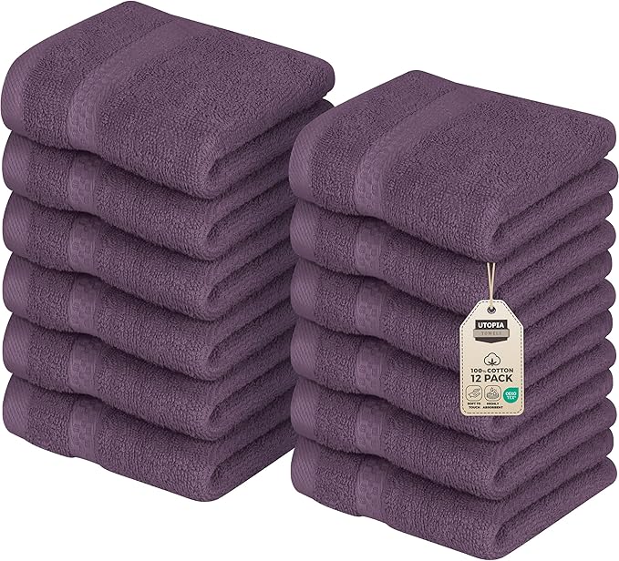 Utopia Towels 12 Pack Premium Wash Cloths Set, 12 by 12 Inches, 100% Cotton