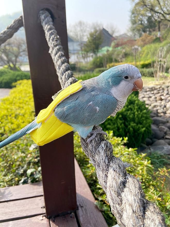 Parrot Bird Diapers, Birds Flight Suit, Parrot Clothes, Pet Animal Costumes, Bird Clothes, Cockatiel Bird Diaper, Pet Bird Diapers, Parrot Flight Suit, Bird Parrot Clothes (Yellow, XL)