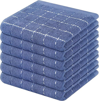 Mordimy 100% Cotton Terry Dish Cloths, Soft and Absorbent Checkered Dish Towels