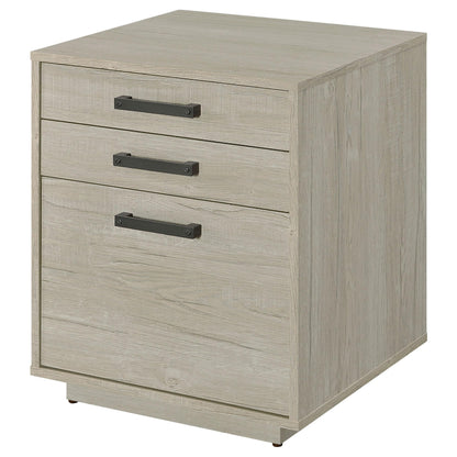 Coaster Home Furnishings - Loomis - Engineered Wood & Veneer - 3-Drawer Modern File Cabinet with Drawer Pulls and Euro Glides - Home Office - Whitewashed Gray - 805882