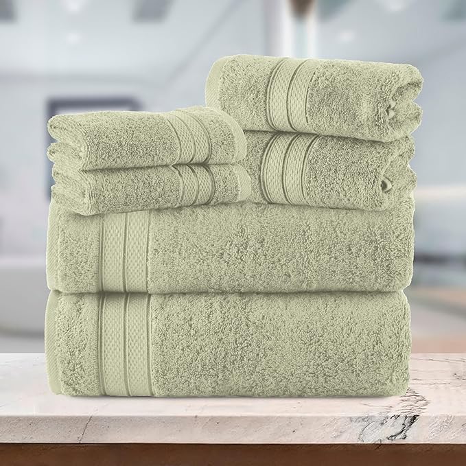 Elegant Comfort Luxury 6-Piece Towel Set, Premium Soft 100% Turkish Cotton