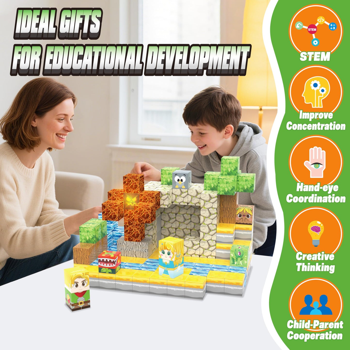 200PCS Magnetic Blocks - Light Up Magnetic Building Blocks Magnet Block Cubes Forest Set, STEM Montessori Sensory Stacking Toys for Kids Boys Girls Ages 3 4 5 6 7 8-12 Holiday Christmas Birthday Gifts
