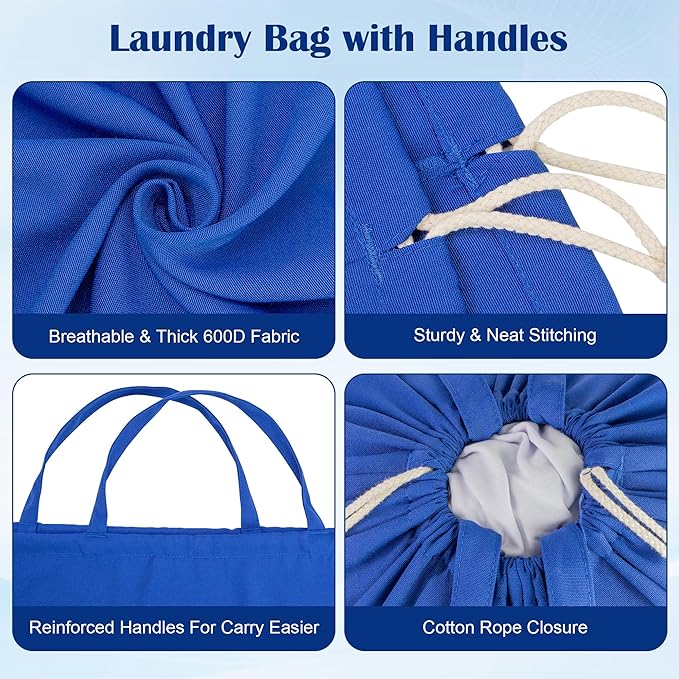 Laundry Bag with Handles & Drawstring Closure 27.6”Wx35"H, Thick Laundry Bag