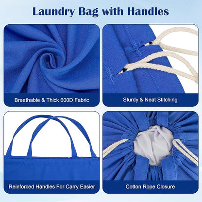 Laundry Bag with Handles & Drawstring Closure 27.6”Wx35"H, Thick Laundry Bag