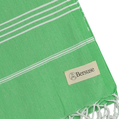 Bersuse Towels Anatolia XL Beach Blanket Throw Blanket Turkish Towel 100% Cotton Extra-Large Quick-Dry Lightweight Premium Peshtemal Towel - 61x82 Inches, Green (Set of 3)
