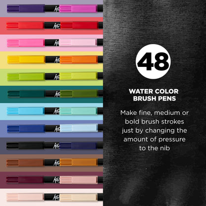 SAKURA XBR-48SA 48-Piece Koi Assorted Coloring Brush Pen Set