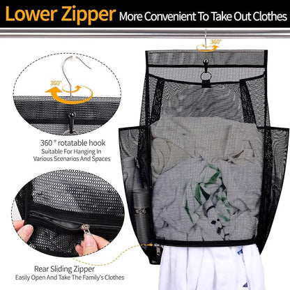 Hanging Collapsible Breathable Mesh Laundry Hamper, Fast Drying Portable Space