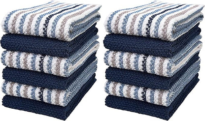 Premium Kitchen Towels | Large Cotton Kitchen Hand Towels | Popcorn Striped
