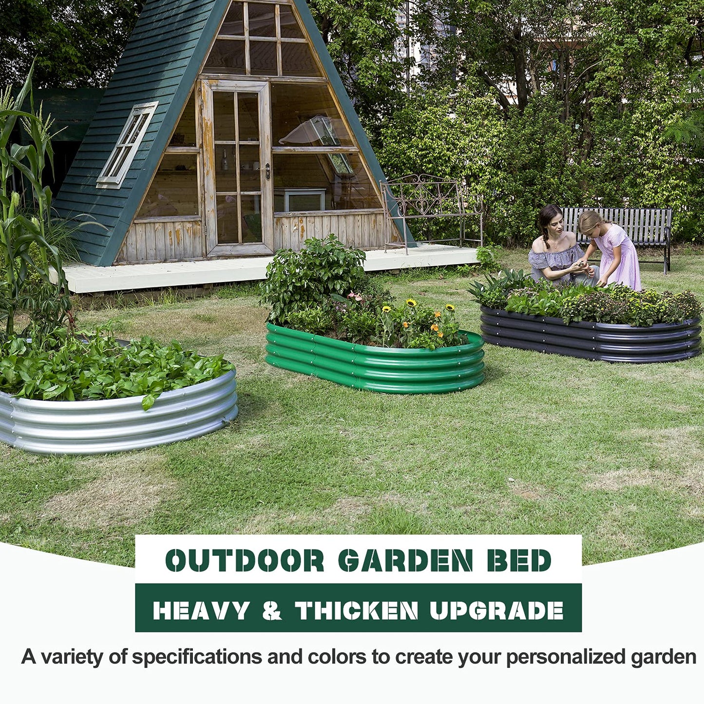 Land Guard 8×4×1 ft Galvanized Raised Garden Bed Kit，Raised Garden Boxes Outdoor, Oval Metal Raised Garden Beds for Vegetables……
