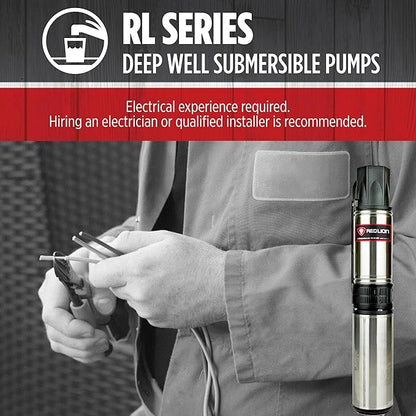 Red Lion RL22G10-3W2V 4-inch Submersible Deep Well Pump with Control Box, 1 HP, 22 GPM, 3-Wire, 230-Volt, Steel, 14942409