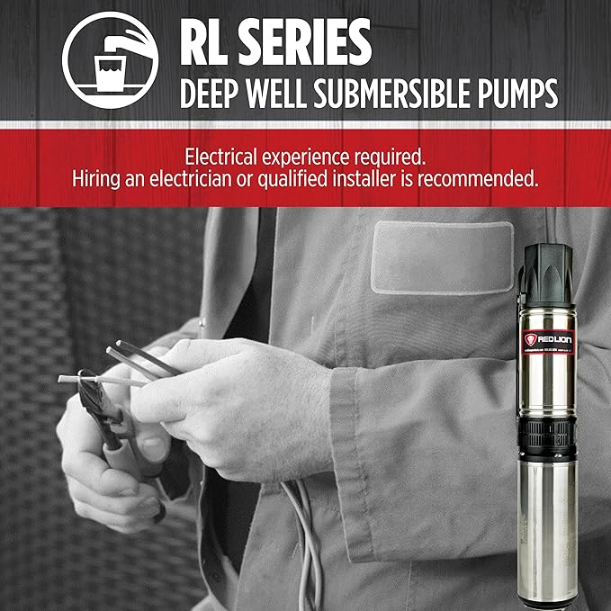 Red Lion RL12G10-3W2V 4-inch Submersible Deep Well Pump with Control Box, 1 HP, 12 GPM, 3-Wire, 230 Volt, Steel, 14942407