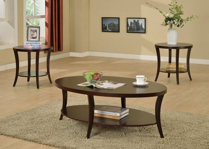Roundhill Furniture Perth Contemporary Round End Table with Shelf, Espresso