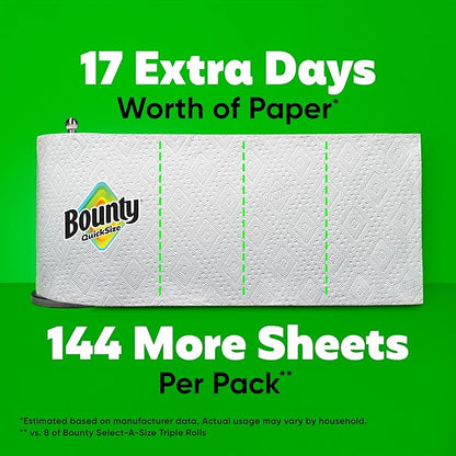 Bounty Quick-Size Paper Towels, 8 Family Triple Rolls = 27 Regular Rolls