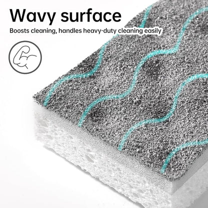 JOYMOOP Textured Clean Sponges, Dual-Sided Non-Scratch Soft Scrub Dish Sponge, Safe for Non-Stick Cookware, Kitchen and Household Cleaning, 36 Pack [Grey & White]
