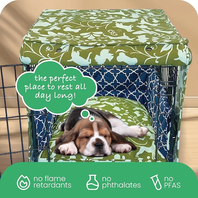Molly Mutt Amarillo by Morning Dog Crate Cover, 100% Cotton Canvas Cover with 2 Roll-Up Panels, Ideal for Dog or Cat Crate, Durable, Washable, and Free of Harmful Chemicals, 24" x 18" x 21"