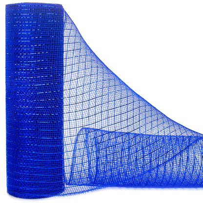 Ribbli Royal Blue Metallic Mesh Ribbon, 10 inch x 30 feet(10Yard), Royal Blue with Royal Foil, Use for 4th of July Wreath Swags and Christmas Tree Decoration
