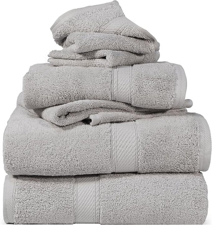 SUPERIOR Solid Egyptian Cotton Towel Set, Washcloths 13” x 13”, Hand Towels 20”
