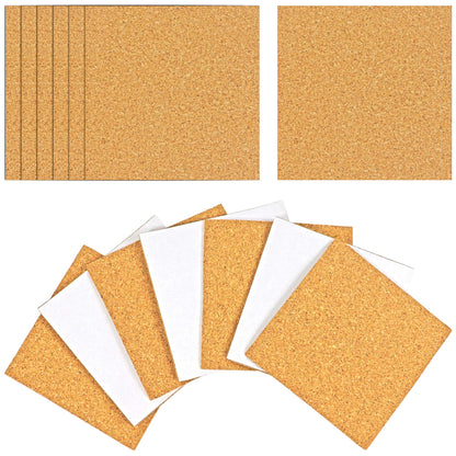 50 Pack Self-Adhesive Cork Squares 4 x 4 Inches Cork Tiles Backing Sheets for Coasters and DIY Crafts