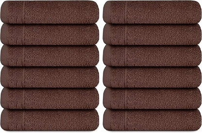 Tens Towels Pack of 12 Washcloths, 12 x 12 Inches, Lighter Weight, Quick to Dry