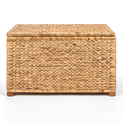 happimess HPM9005A Anada Wicker Weave 30" Storage Trunk, Wooden Frame/Water Hyacinth, Farmhouse, Transitional, Coastal, Rustic for Office, Dorm Room, Living-Room, Bedroom, Dining-Room, Natural