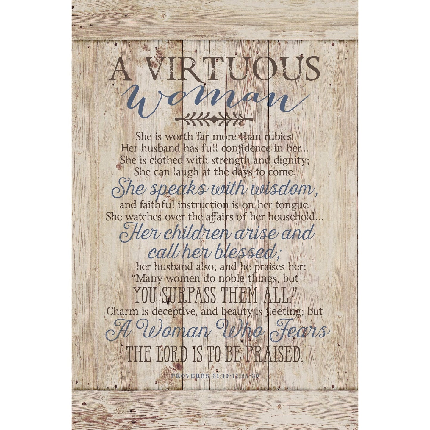 DEXSA Virtuous Woman Wood Plaque - Made in the USA - 6x9 - Classy Vertical Frame Wall & Tabletop Decoration | Easel & Hanging Hook | She is worth far more than rubies. She speaks with wisdom