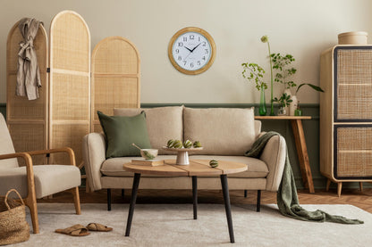 Bulova C5005 Wooden Atomic Analog Wall Clock | Automatically Sets Time | Large Roman Numerals | Battery Operated | Traditional Design