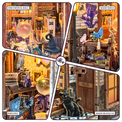 DIY Miniature House Kit, Book Nook Mini House Bookshelf Decor 3D Wooden Puzzle for Adults, Birthday Gift for Family, Friends - Time Magic Club