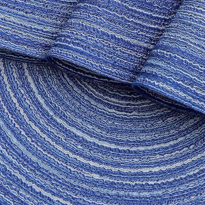 SHACOS Round Braided Placemats 15 inch Set of 4 Washable Cotton Polyester Braided Kitchen Table Placemats for Home Wedding Party (Blue White, 4)