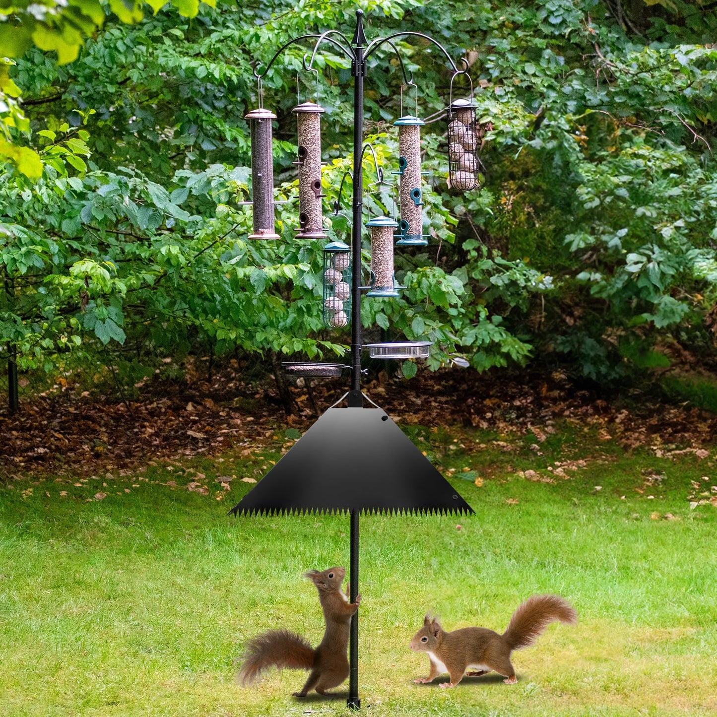 TSSOIYLR Metal Squirrel Baffles with Spikes - Galvanized Steel Squirrel Guards for 4x4 Posts and Bird Feeder Poles - Keeps Squirrels and Raccoons out of Birdhouses (1 Pack)