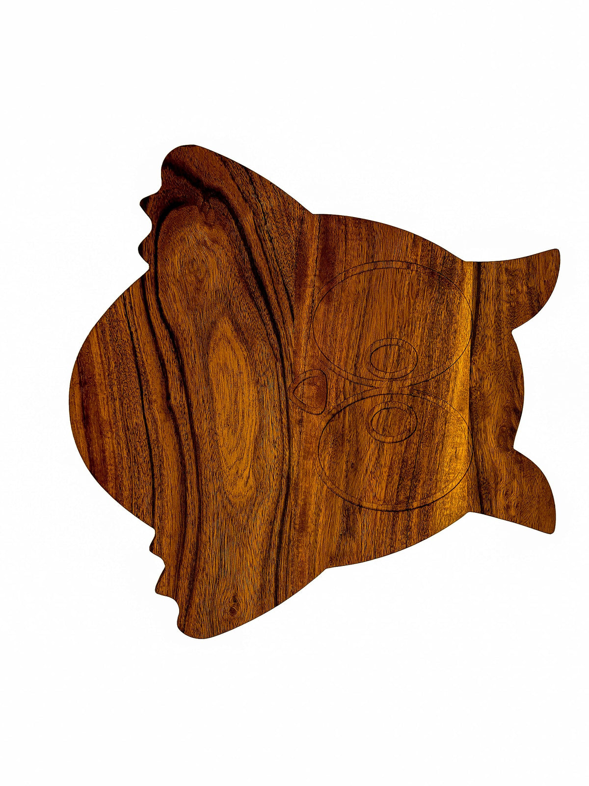 Acacia Wood Halloween Scary Owl Cutting Board with Groove for Festive Decor and Appetizer Serving Tray (12"L x 12"W)